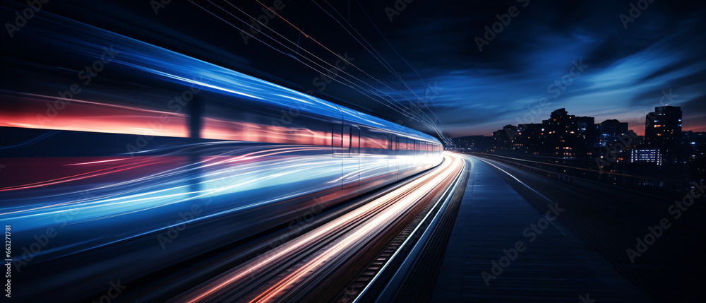 Laser beams luminous abstract sparkling isolated on a transparent background. Trails of light left by acceleration speed motion on night road. Light moving fast train over darkness. Generative ai