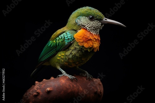 Female green-breasted mango bird. Generative AI photo
