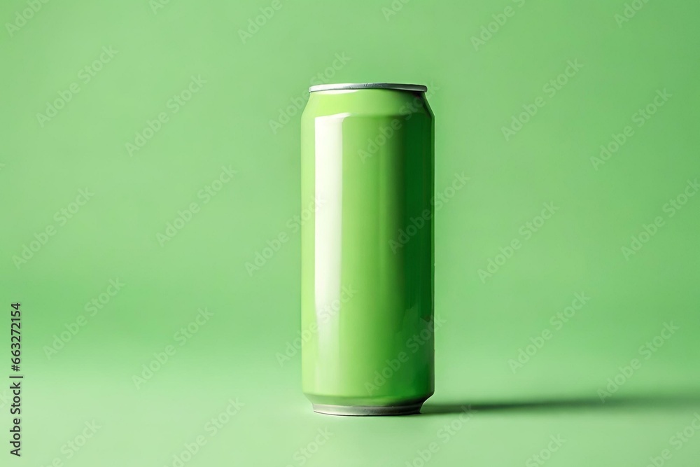 Isolated Light Green Can Mockup on Soft Background Generative AI Isolated Light Green Can Mockup on Soft Background Generative AI