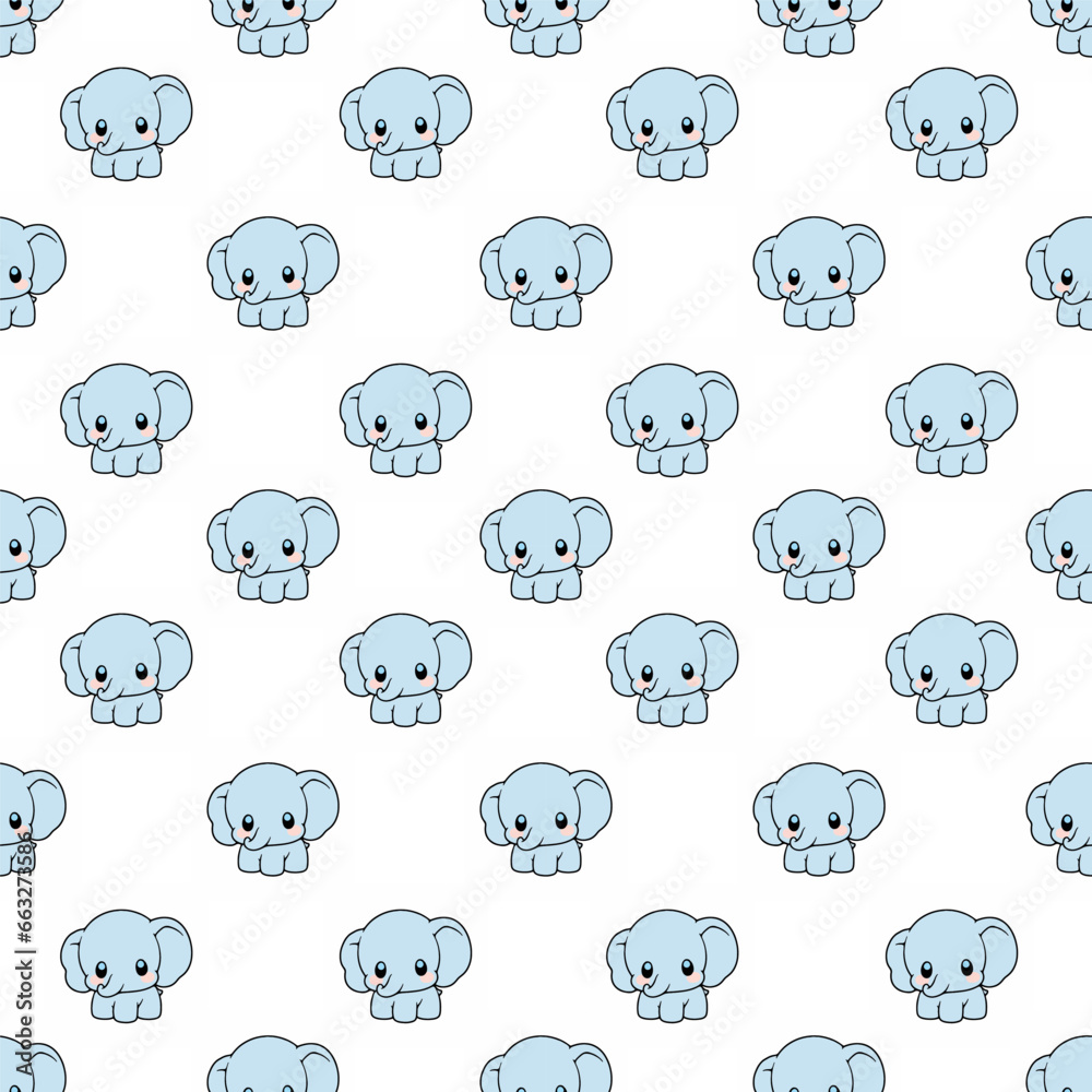 Fototapeta premium Cute seamless elephant pattern design for decorating, backdrop, fabric, wallpaper and etc.