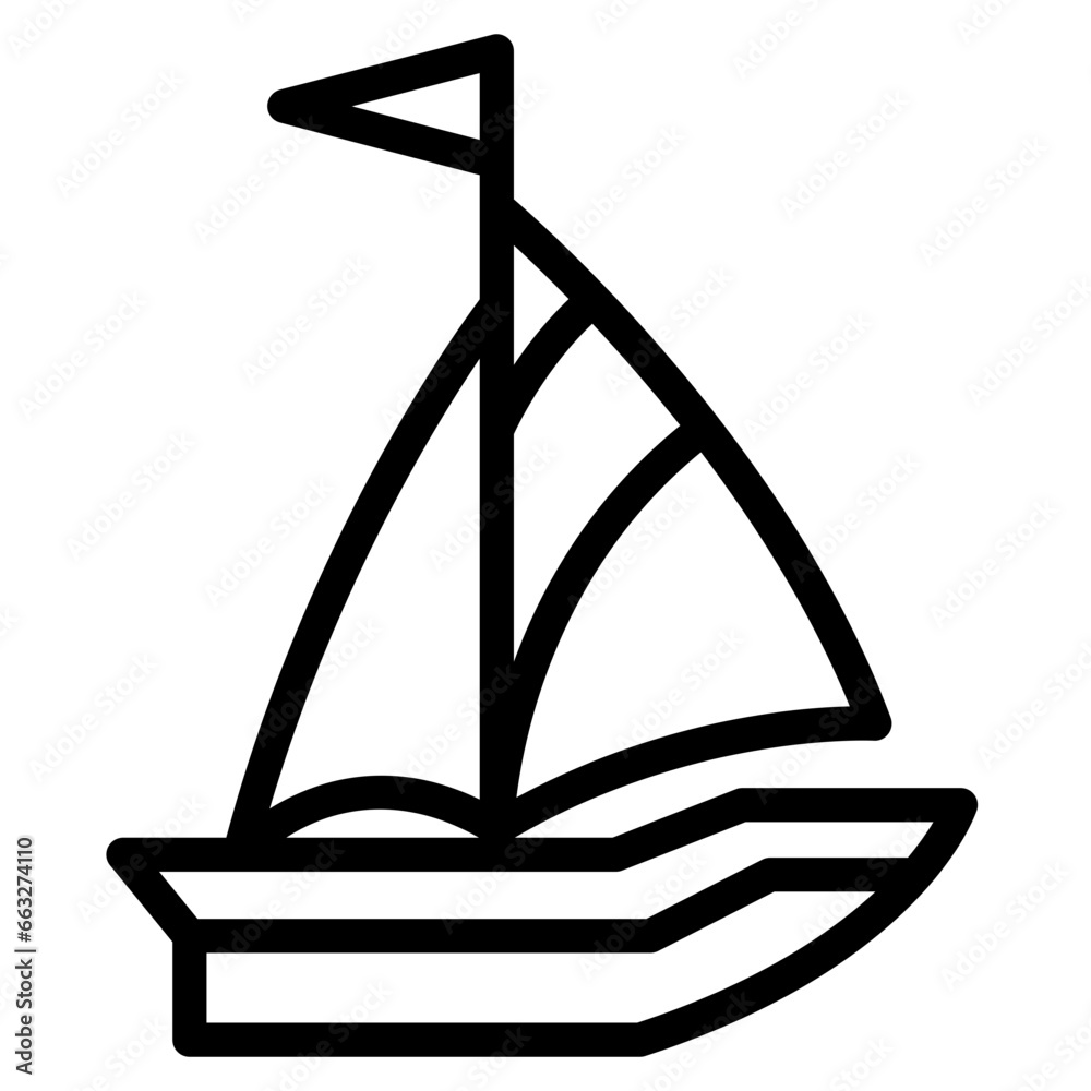 Sailboat on Sea Ocean with line icon style Sailboat on Sea Ocean with line icon style