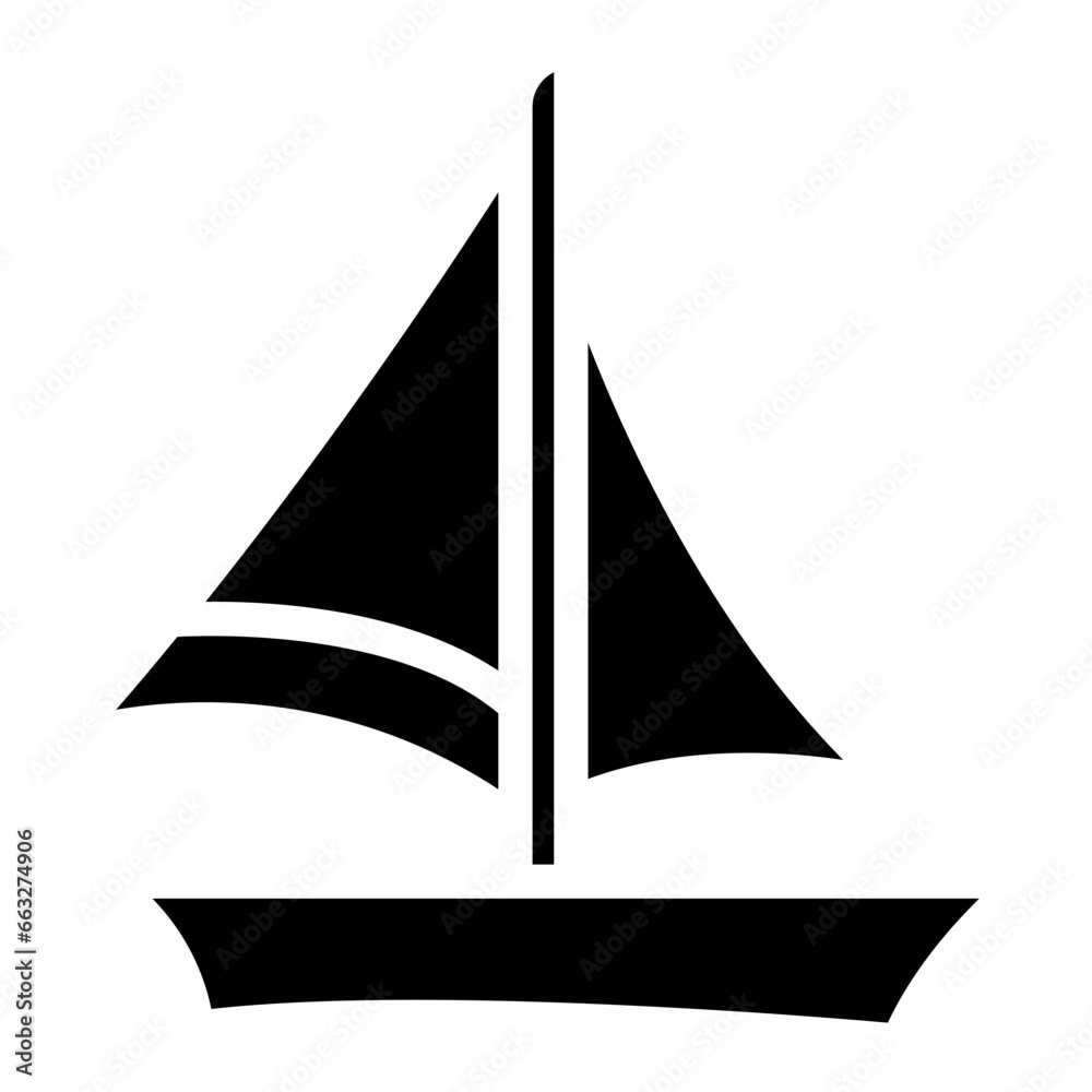Sailboat on Sea Ocean with glyph icon style Sailboat on Sea Ocean with glyph icon style