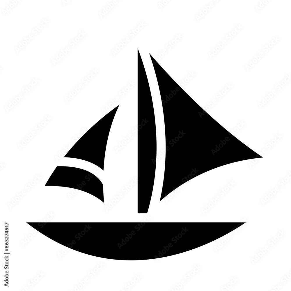 Sailboat on Sea Ocean with glyph icon style Sailboat on Sea Ocean with glyph icon style