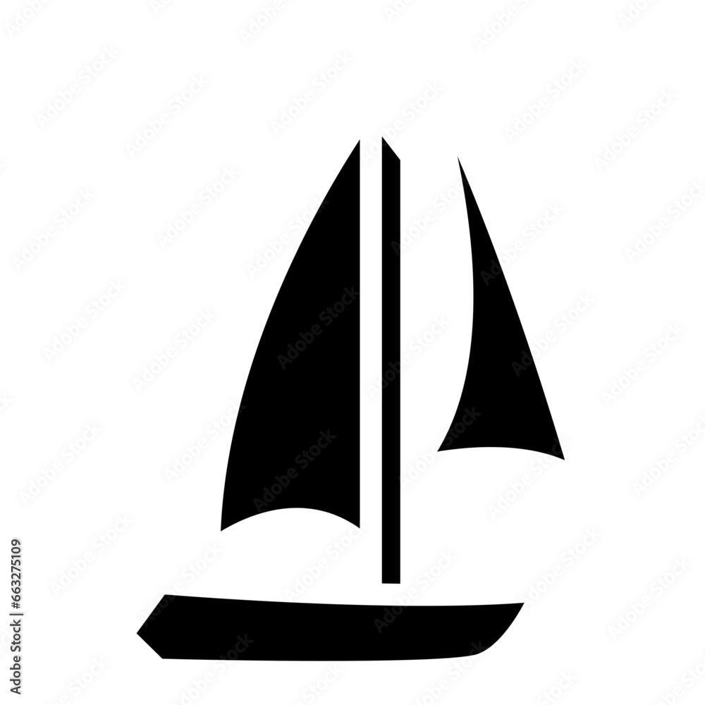 Sailboat on Sea Ocean with glyph icon style Sailboat on Sea Ocean with glyph icon style