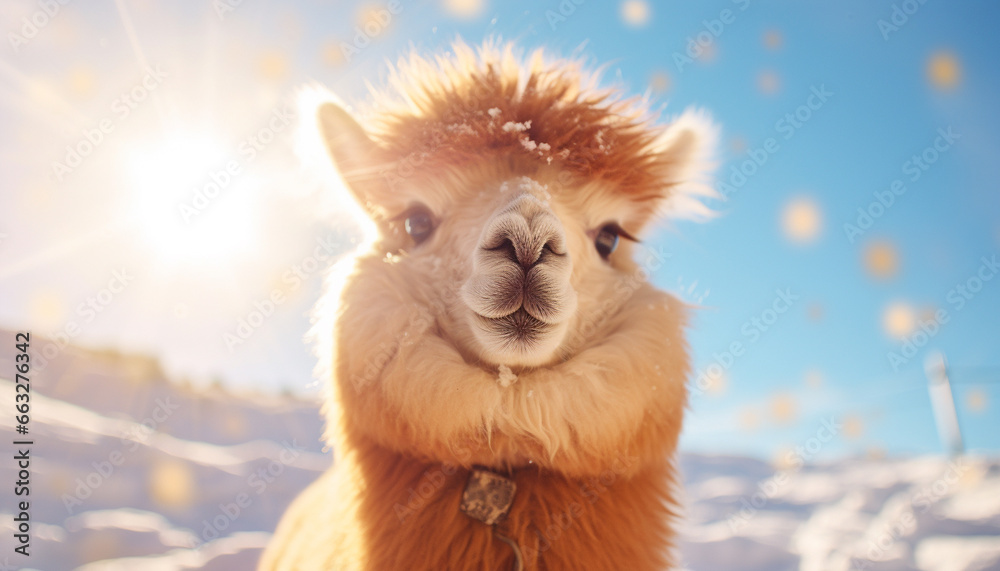 cute alpaca in winter cute alpaca in winter
