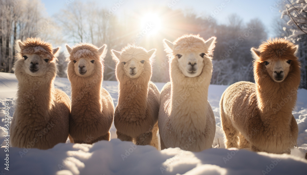 alpacas outdoors in winter