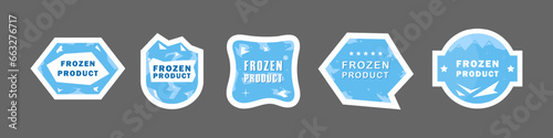 Vector labels for frozen food. Frozen Product stickers collection.