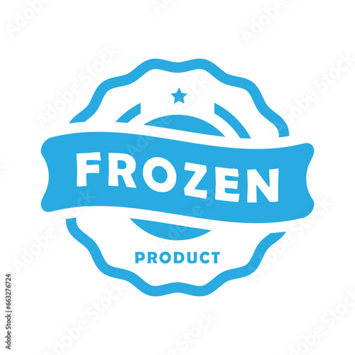 Frozen Product - blue vector label for package of food. Cold Storage product sticker.