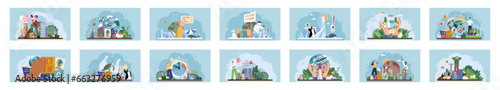 Climate change. Save the planet. Vector illustration On World Environment Day, lets commit to making positive changes for planet Environmental protection is critical for addressing challenges posed