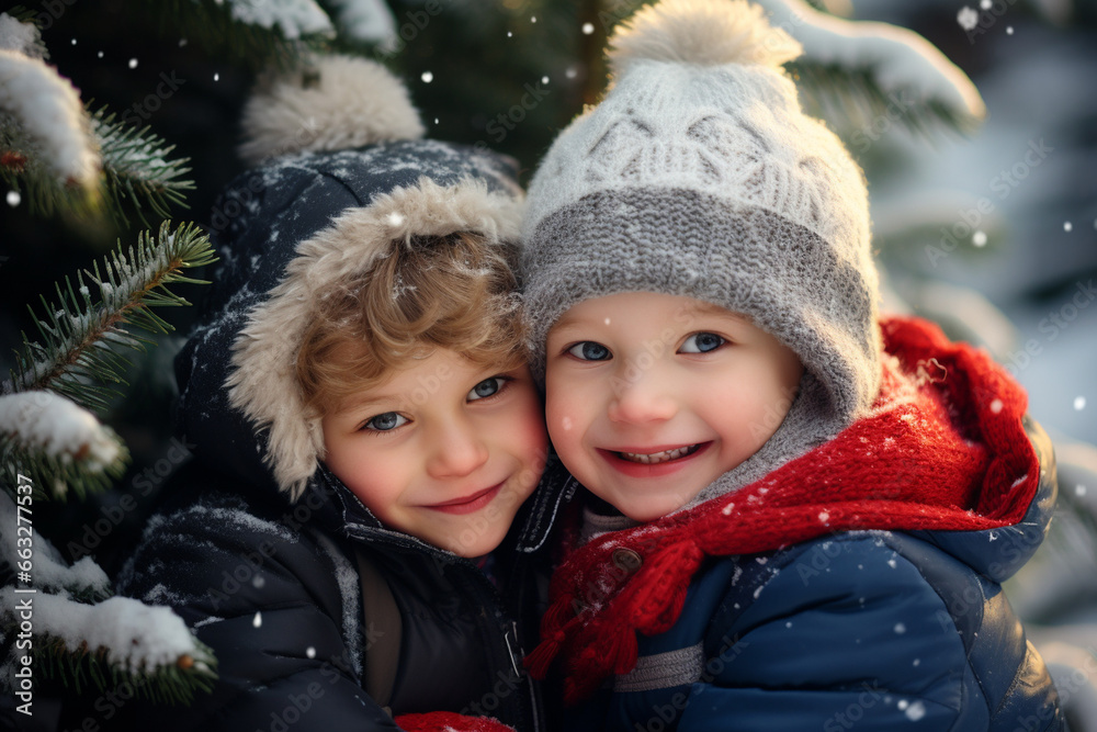 happy children in winter