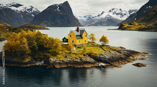 Yellow house fjord island