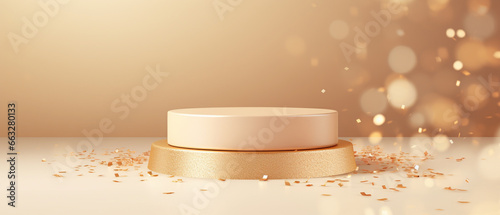 golden podium for product presentation with sequins 
