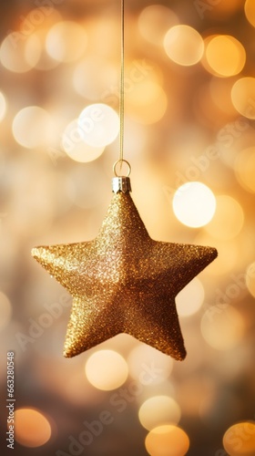 golden Christmas star on a bokeh background