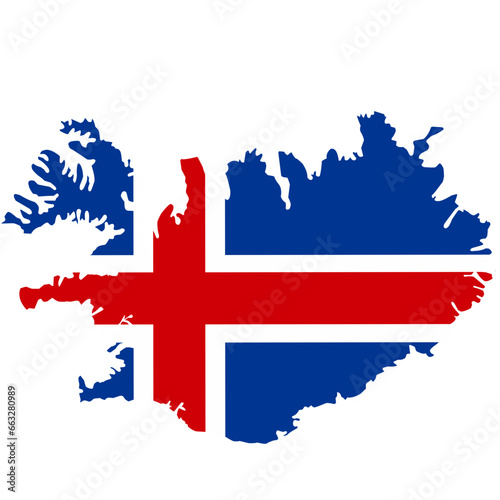 iceland map with flag colors