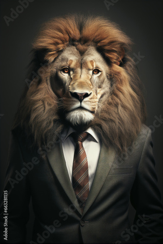 portrait of a successful business lion businessman