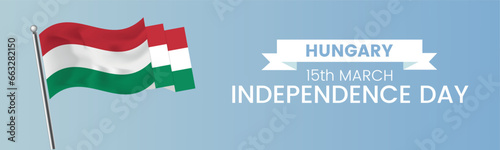 Hungary national day banner with map, flag colors theme background and geometric abstract retro modern colorfull design with raised hands or fists.