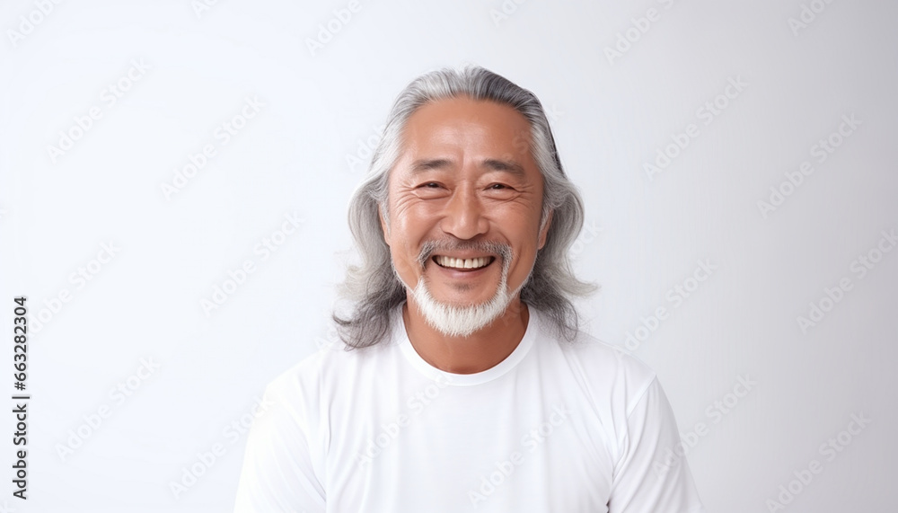 happy smiling portrait of a handsome senior man on white background