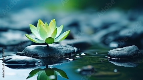 green water with green lotus leaves, zen photography photo