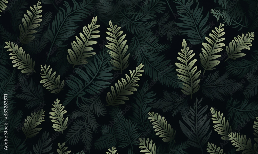 Professional Wallpaper For Websites, Presentations And Screens. Premium Minimal Background. Organic Green Plants And Dark Background Series, 4K