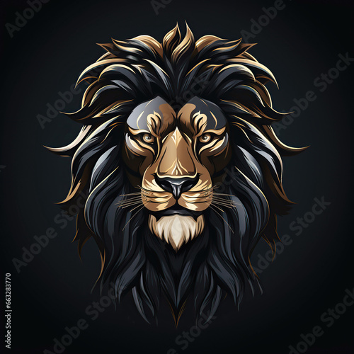 logo emblem with a lion head on black background © alexkoral