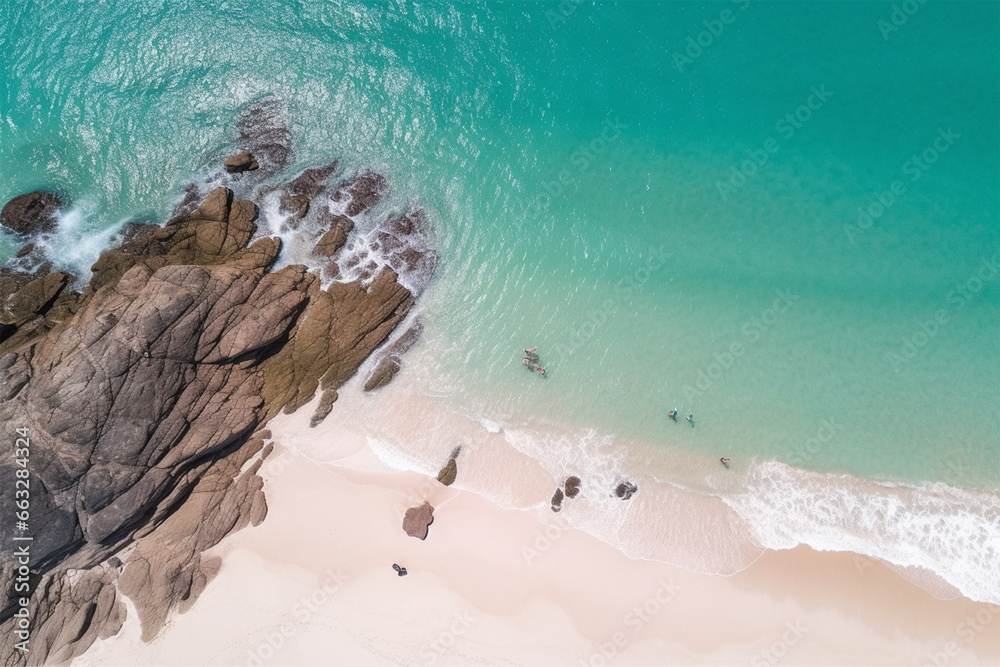 beautiful island, exotic warm countries, beach by the sea, ocean, aerial drone photo
