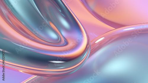 Shiny reflective Glass translucent Pastels Vibrant Background, chrome abstract wallpaper iridescent neon holographic gradient. Design visual element for banner, header, poster, cover, soft pop (ID: 663284313)