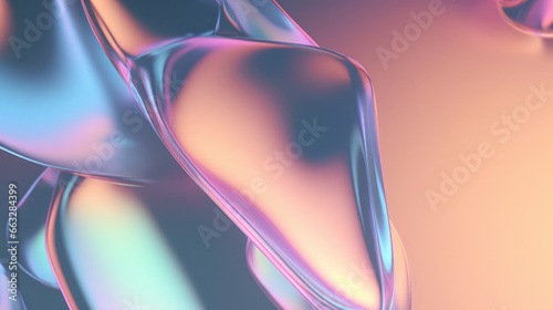 Chrome Glass translucent Vibrant Background, abstract wallpaper iridescent neon holographic transparent gradient. Design visual element for banner, header, poster, cover (ID: 663284399)