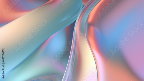 Wavy matte chrome translucent Pastels Vibrant Background, abstract wallpaper iridescent neon holographic gradient. Design visual element for banner, header, poster, cover, soft pop (ID: 663284551)