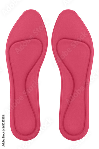 2 pink insoles for shoes memory foam isolated on white background