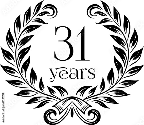 Vintage Laurel Wreath Anniversary Graphic with 31 Years - Versatile Vector Design for Celebrations and Corporate Use