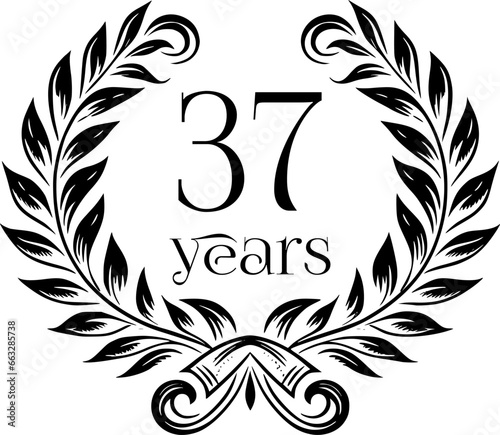 Vintage Laurel Wreath Anniversary Graphic with 37 Years - Versatile Vector Design for Celebrations and Corporate Use