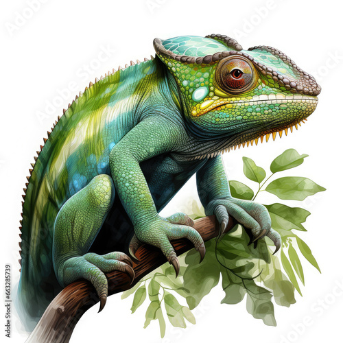 watercolor Chameleon Teaclipart  Generative Ai