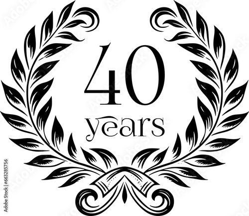 Vintage Laurel Wreath Anniversary Graphic with 40 Years - Versatile Vector Design for Celebrations and Corporate Use