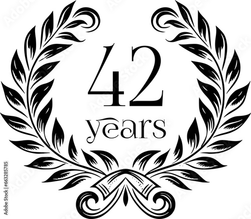 Vintage Laurel Wreath Anniversary Graphic with 42 Years - Versatile Vector Design for Celebrations and Corporate Use