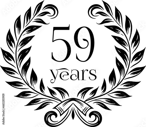 Vintage Laurel Wreath Anniversary Graphic with 59 Years - Versatile Vector Design for Celebrations and Corporate Use