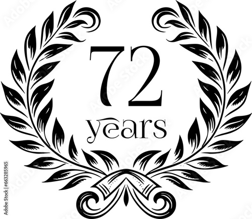 Vintage Laurel Wreath Anniversary Graphic with 72 Years - Versatile Vector Design for Celebrations and Corporate Use
