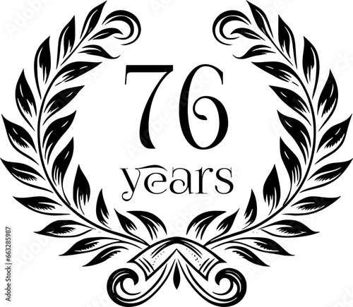 Vintage Laurel Wreath Anniversary Graphic with 76 Years - Versatile Vector Design for Celebrations and Corporate Use