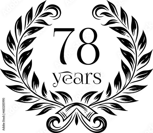 Vintage Laurel Wreath Anniversary Graphic with 78 Years - Versatile Vector Design for Celebrations and Corporate Use