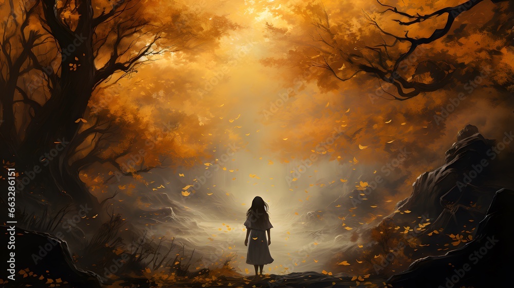 Fototapeta premium Immersive Autumn Jog in the Forest