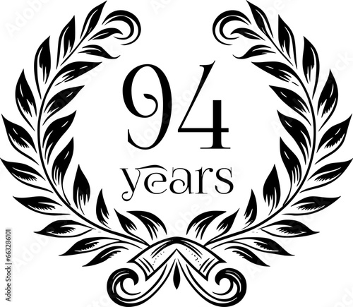 Vintage Laurel Wreath Anniversary Graphic with 94 Years - Versatile Vector Design for Celebrations and Corporate Use