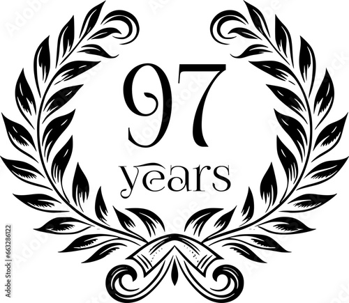 Vintage Laurel Wreath Anniversary Graphic with 97 Years - Versatile Vector Design for Celebrations and Corporate Use