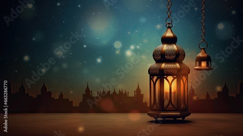 Islamic Background with a traditional Arabic lantern 
