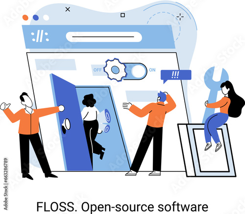 FLOSS. Open source software. Free product anyone can freely redistribute, modify and completely remake, can be improved, modernized thanks to inventions of users. Tiny programming language persons