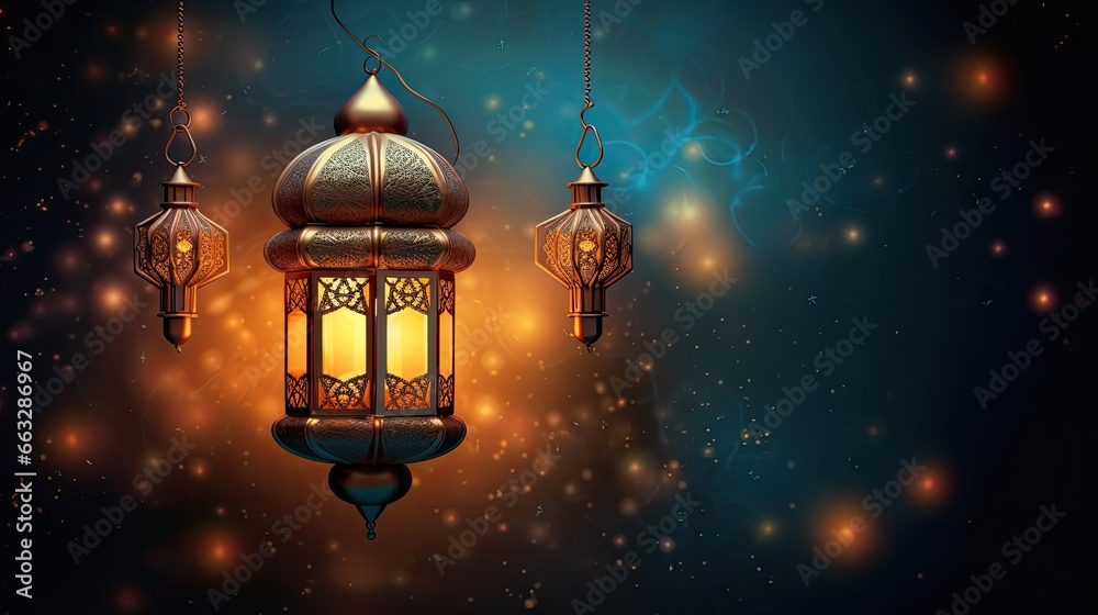 Islamic Background with a traditional Arabic lantern 