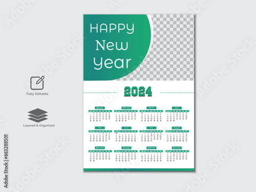 
Creative modern 2024 new year calendar design