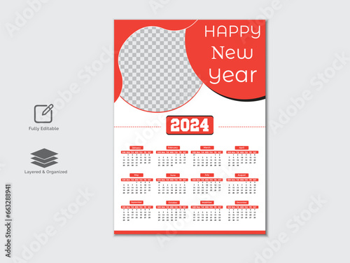 
Creative modern 2024 new year calendar design