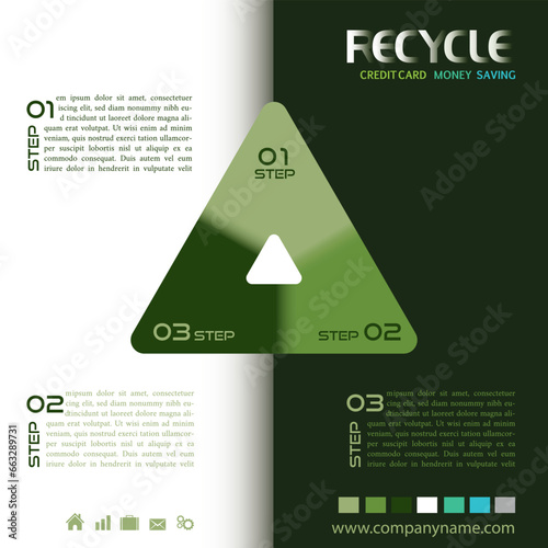 Vector circle element for infographic.,  Triangular diagram, chart. Triangle with 3 steps, options, parts. Triangle design element. 