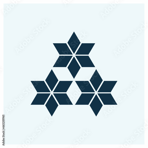 Kamon Symbols of Japan. Japanesse clan kamon crest symbol. japanese ancient family stamp symbol. A symbol used to decorate and identify people in family. Mitsumori Asanoha