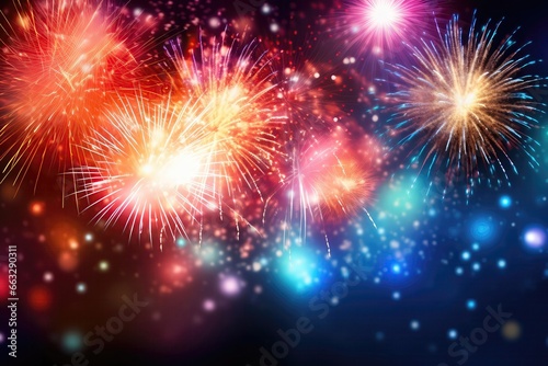 Vibrant Firework Display With Bokeh Effects Suitable For New Year Celebrations And More