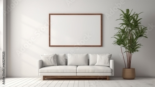 Interior of living room with white sofa